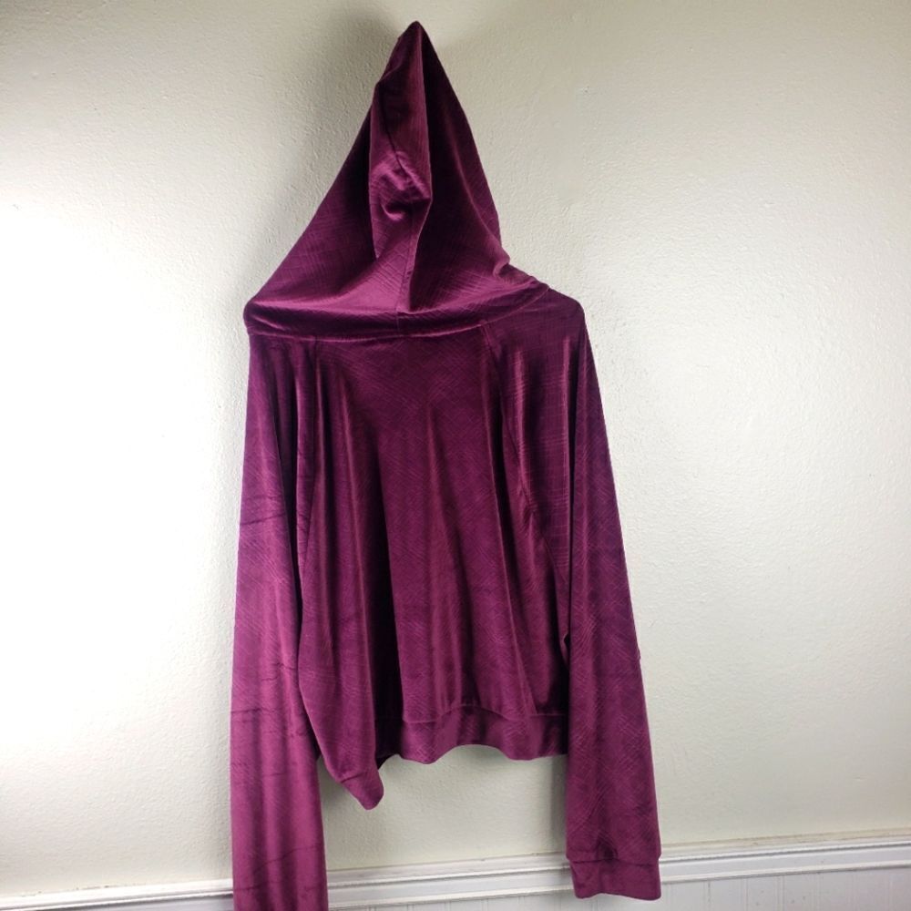 Victoria Secert's Y2k Couture Velvet Velour Burgundy Zip Up Crop Hoodie XXL - Picture 5 of 12